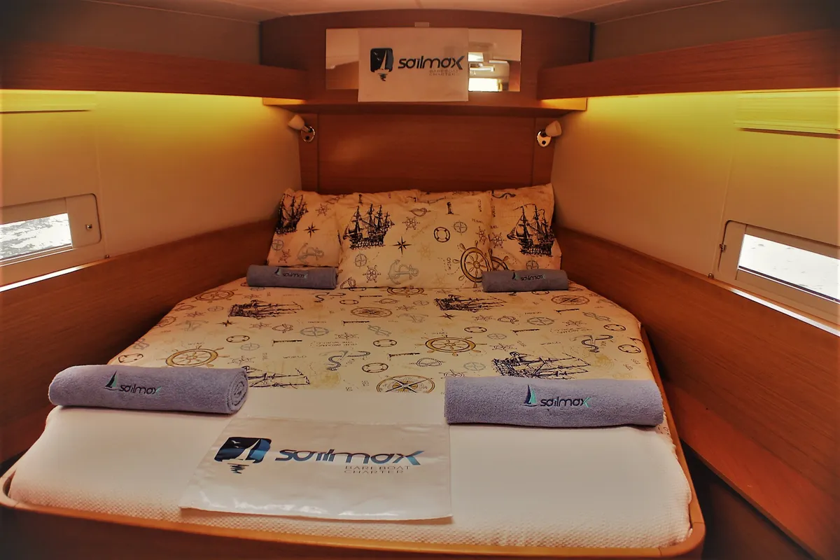 Cabin on Isabella, a Dufour 430 GL sailboat at Marmaris, Turkey
