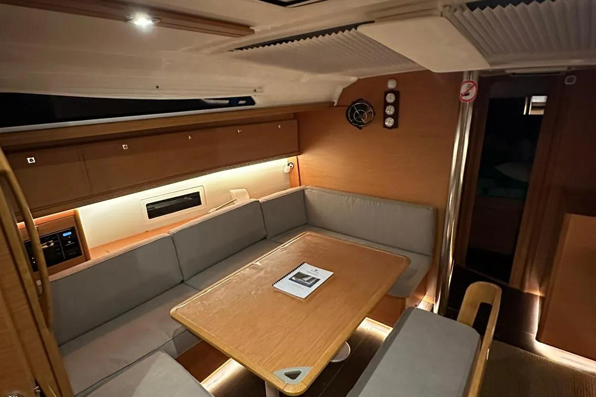 Salon of Isabella, a Dufour 430 GL sailboat at Marmaris, Turkey