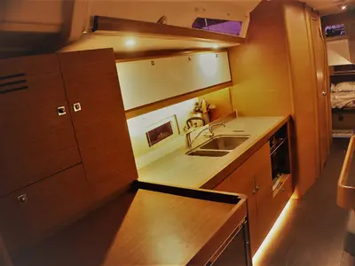 Galley of Isabella, a Dufour 430 GL sailboat at Marmaris, Turkey