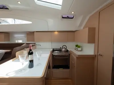 Galley of Alegria I, a Elan Impression 50 sailboat at Grad Biograd na Moru, Croatia