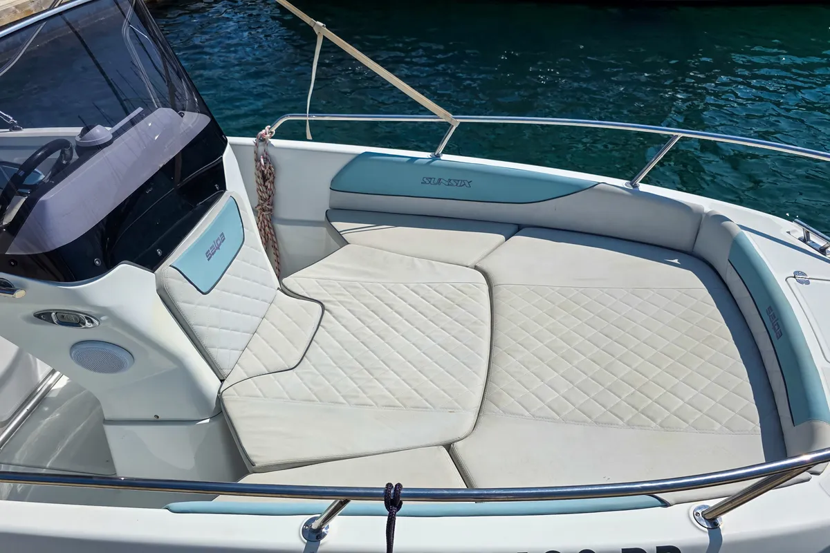 Deck of Salpa Sunsix, a motorboat at Pula, Croatia