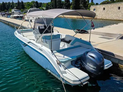 Exterior view of Salpa Sunsix, a motorboat at Pula, Croatia