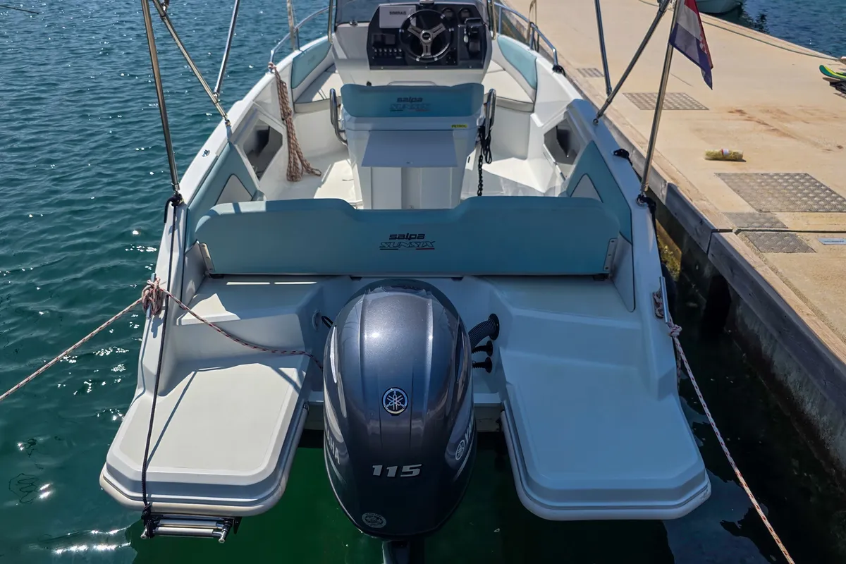 Exterior view of Salpa Sunsix, a motorboat at Pula, Croatia