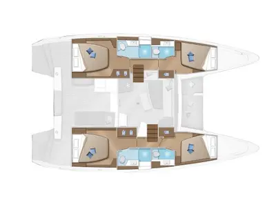 Floor plan of SILVER VIII, a Lagoon 42 catamaran at Volos Municipality, Greece