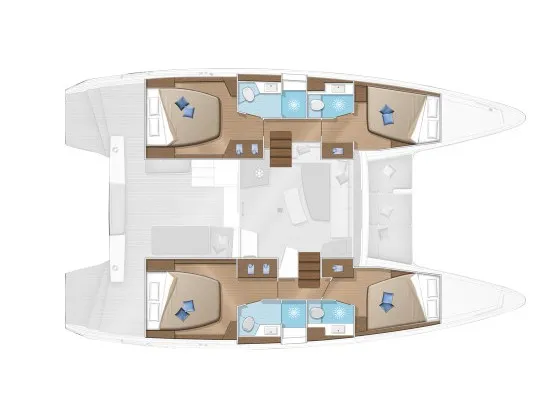 Floor plan of SILVER VIII, a Lagoon 42 catamaran at Volos Municipality, Greece