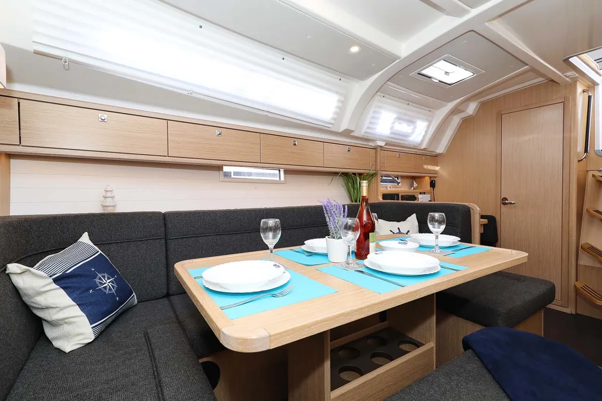 Salon of Anegada, a Bavaria Cruiser 41 Style sailboat at Grad Trogir, Croatia