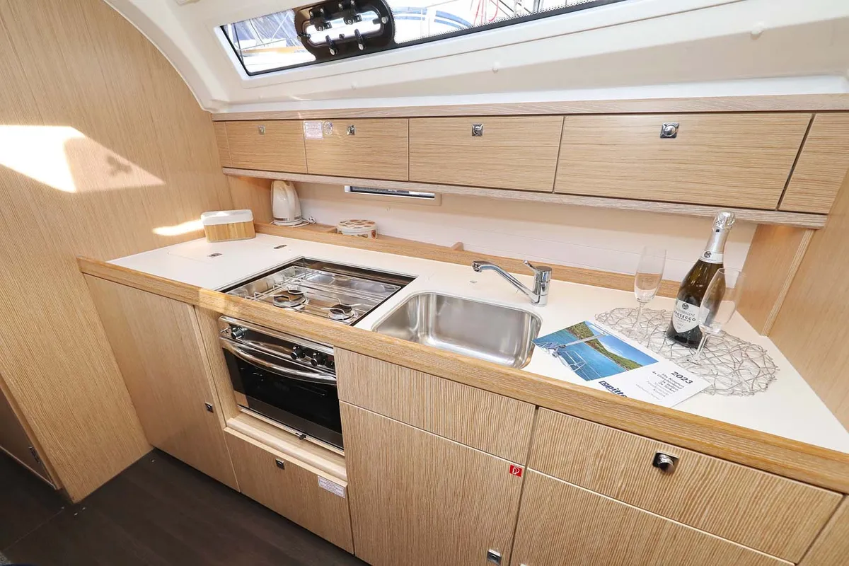 Galley of Anegada, a Bavaria Cruiser 41 Style sailboat at Grad Trogir, Croatia