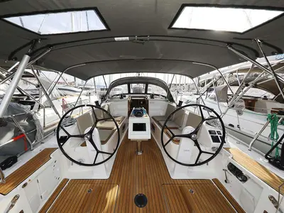 Cockpit of Anegada, a Bavaria Cruiser 41 Style sailboat at Grad Trogir, Croatia