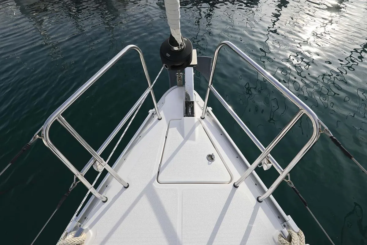 Deck of Anegada, a Bavaria Cruiser 41 Style sailboat at Grad Trogir, Croatia