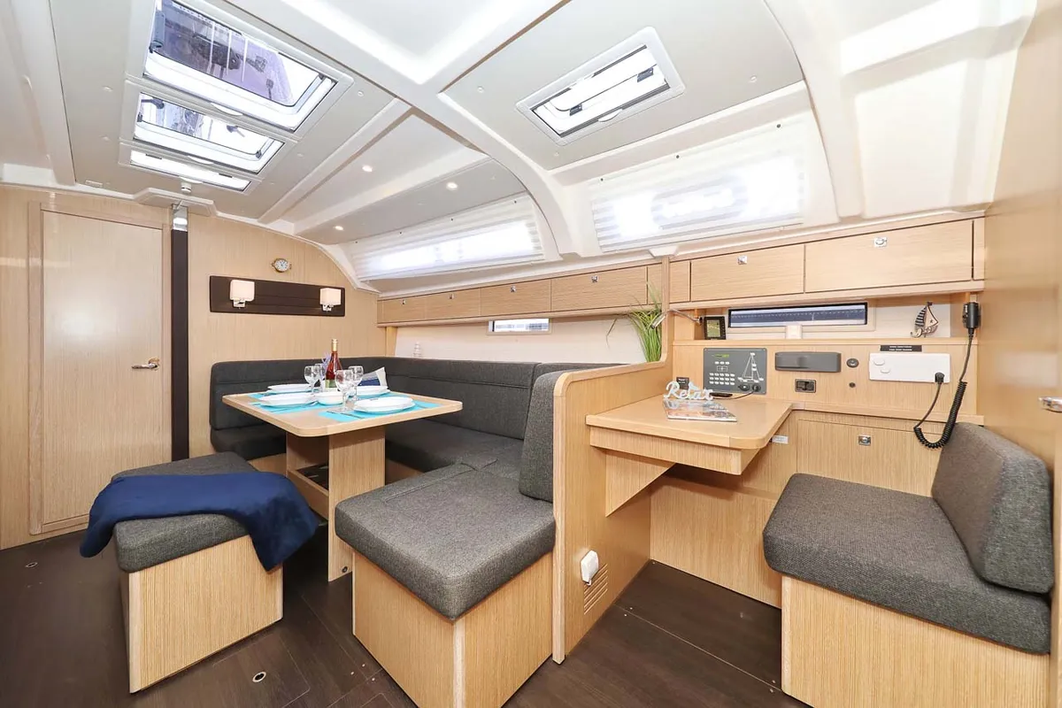 Salon of Anegada, a Bavaria Cruiser 41 Style sailboat at Grad Trogir, Croatia
