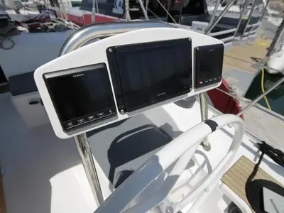 Cockpit of Petra 2, a Bavaria Cruiser 51 sailboat at Punat, Croatia