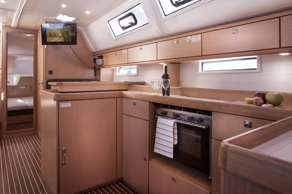 Galley of Petra 2, a Bavaria Cruiser 51 sailboat at Punat, Croatia