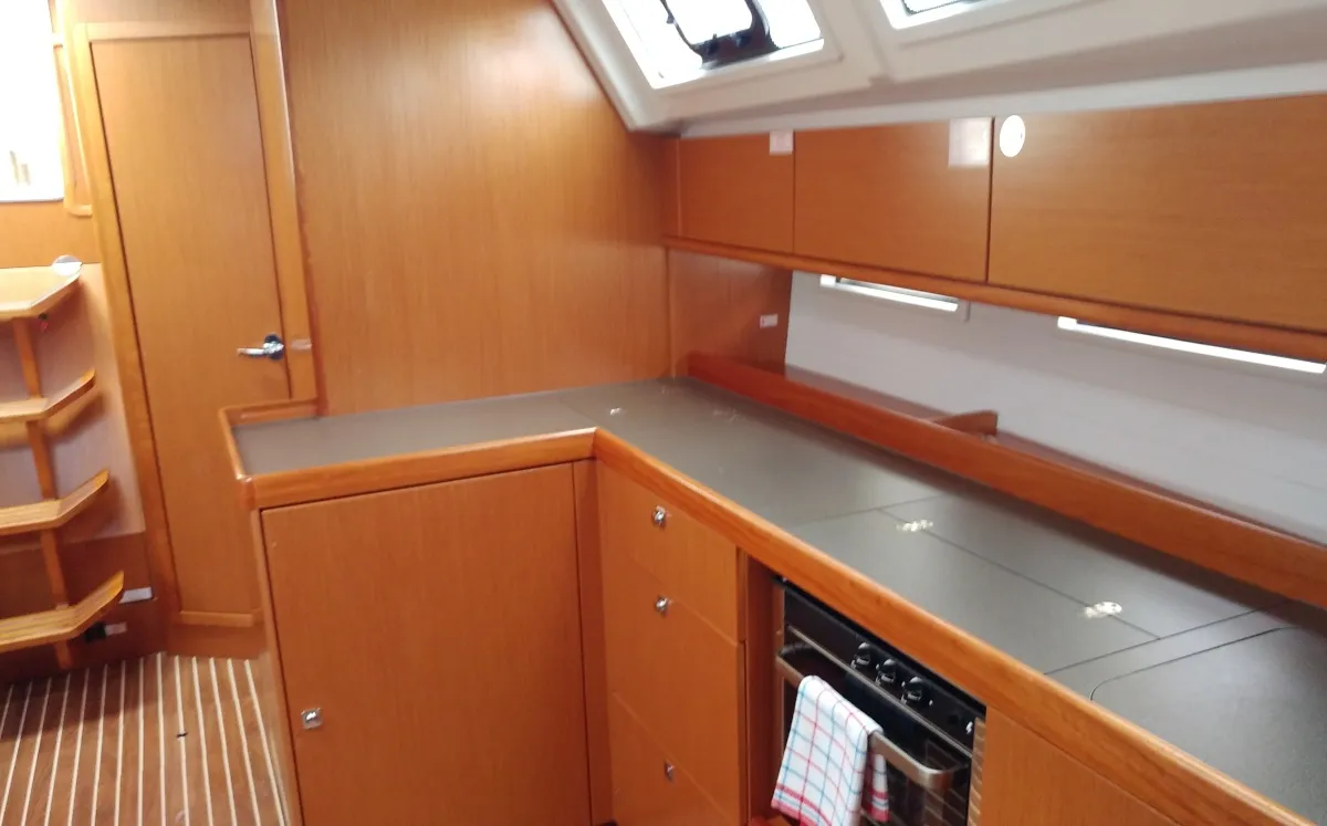 Galley of EFI, a Bavaria Cruiser 46 sailboat at Athens, Greece