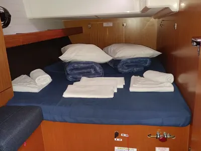Cabin on EFI, a Bavaria Cruiser 46 sailboat at Athens, Greece