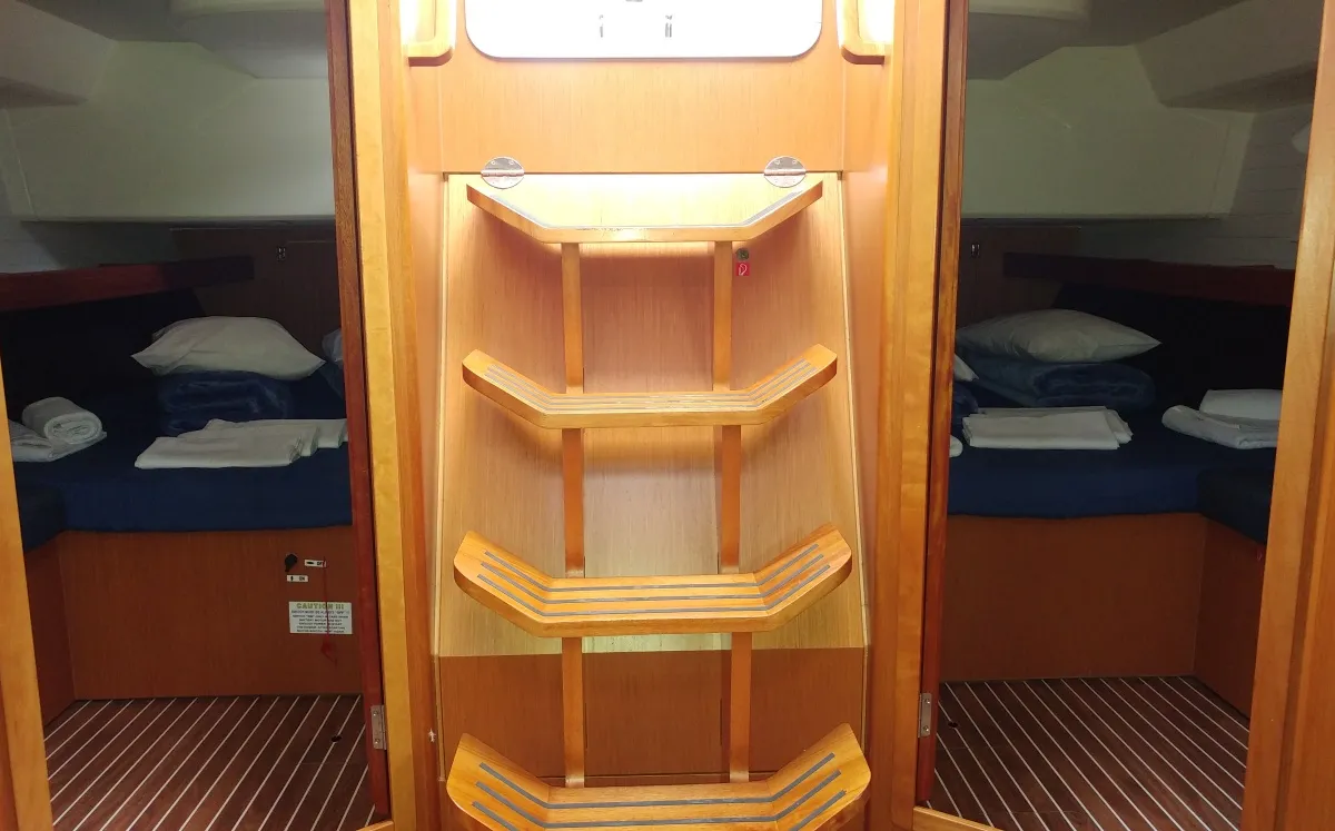 Cabin on EFI, a Bavaria Cruiser 46 sailboat at Athens, Greece