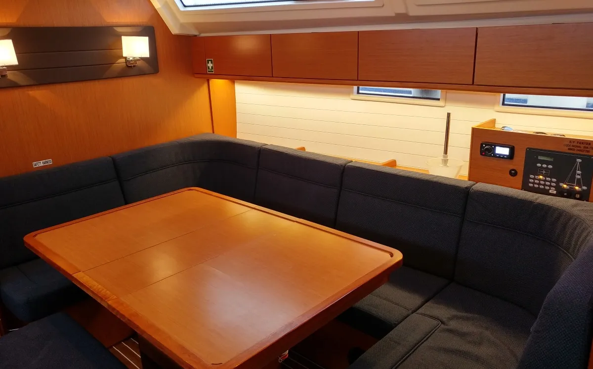 Salon of EFI, a Bavaria Cruiser 46 sailboat at Athens, Greece