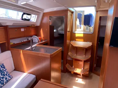Galley of Bavaria 34, a sailboat at Baiona, Spain