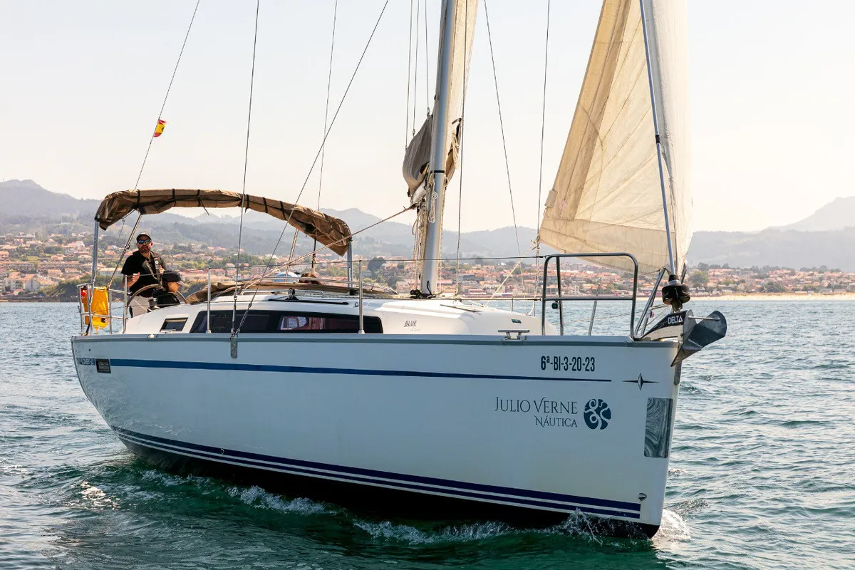 Exterior view of Bavaria 34, a sailboat at Baiona, Spain