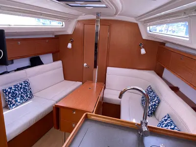 Salon of Bavaria 34, a sailboat at Baiona, Spain
