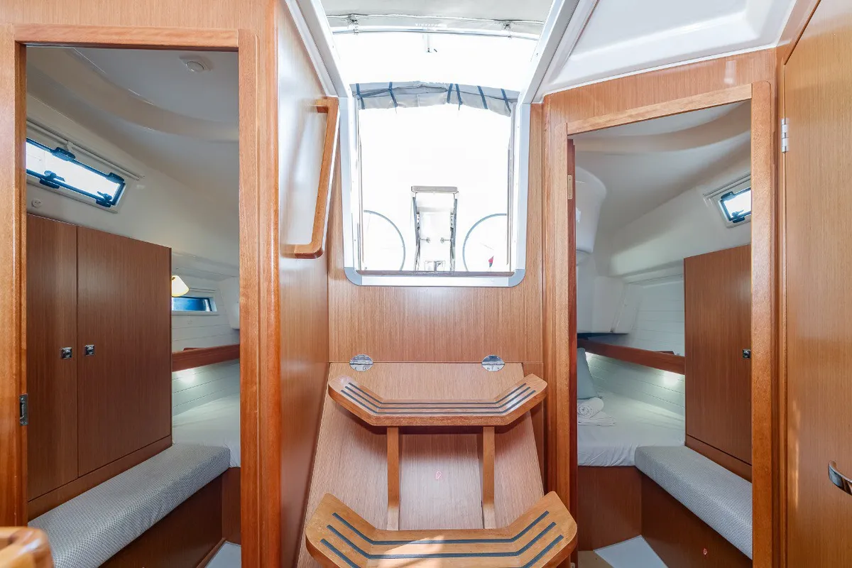Salon of Bavaria 34, a sailboat at Baiona, Spain