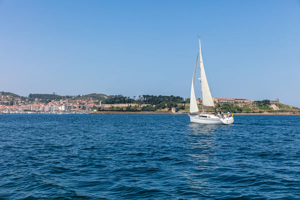 Exterior view of Bavaria 34, a sailboat at Baiona, Spain