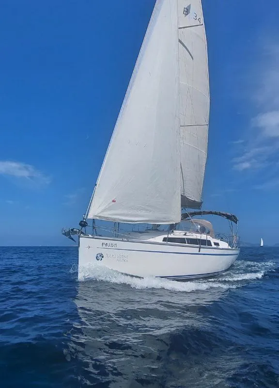 Exterior view of Bavaria 34, a sailboat at Baiona, Spain