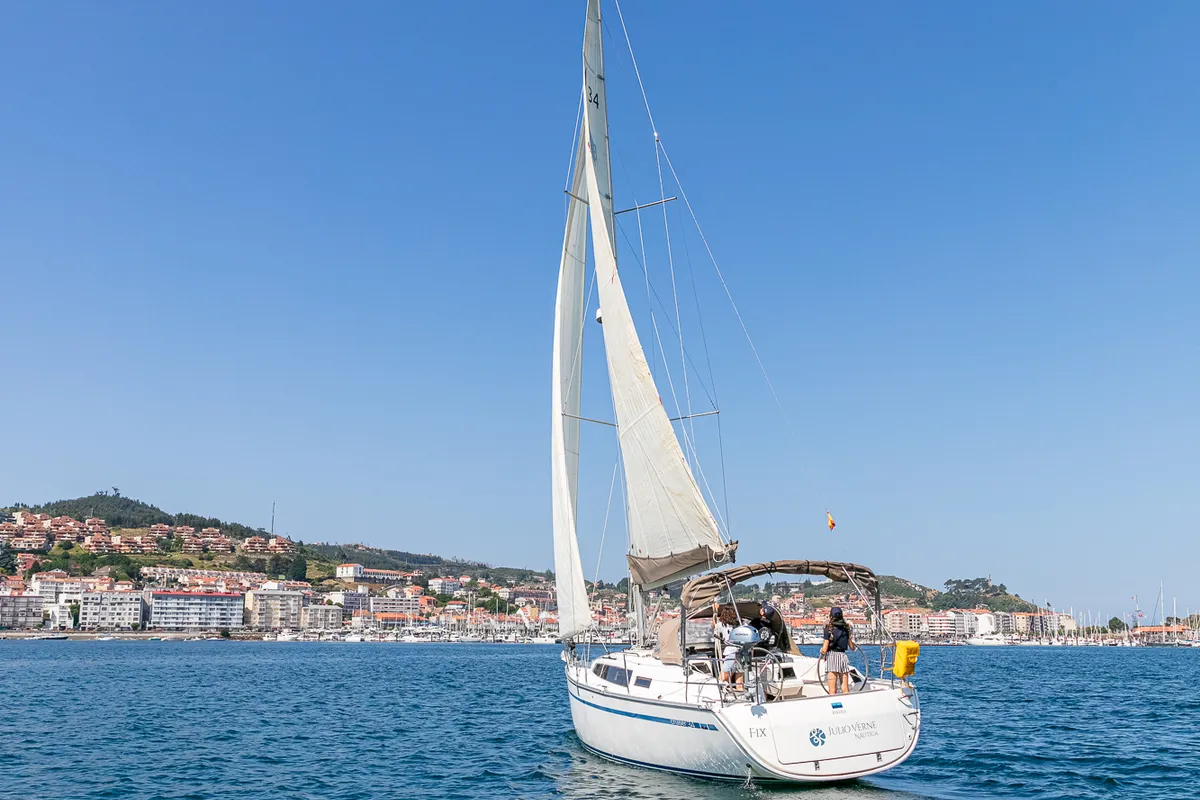 Exterior view of Bavaria 34, a sailboat at Baiona, Spain