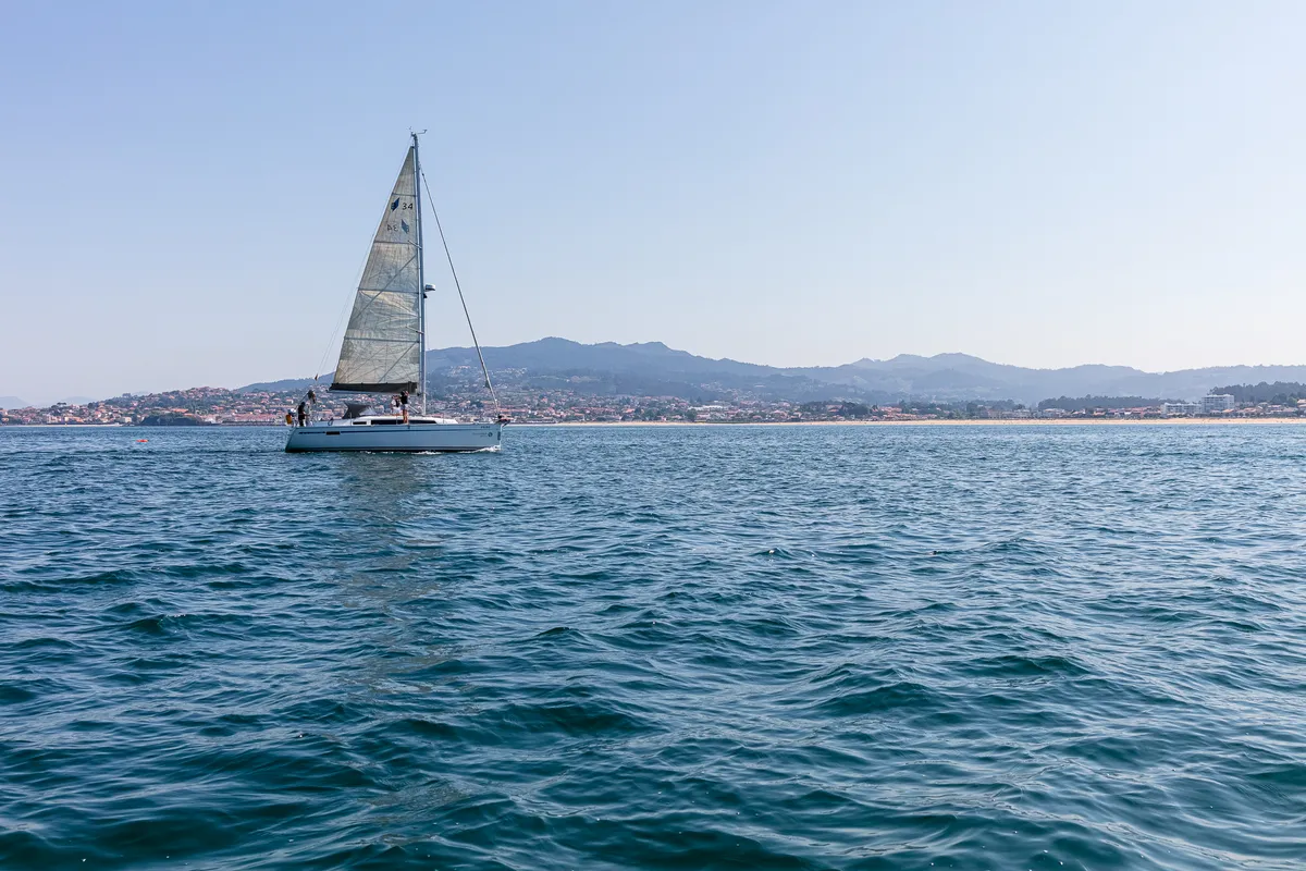 Exterior view of Bavaria 34, a sailboat at Baiona, Spain