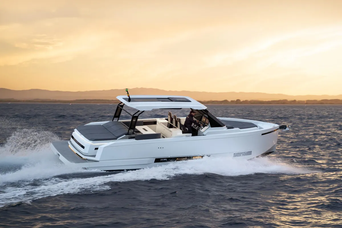 Exterior view of Zagreb, a De Antonio D36 motorboat at Seget Donji, Croatia
