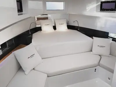 Cabin on Zagreb, a De Antonio D36 motorboat at Seget Donji, Croatia
