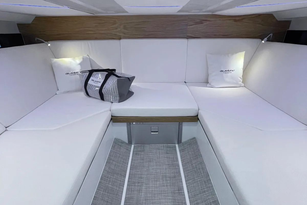 Cabin on Zagreb, a De Antonio D36 motorboat at Seget Donji, Croatia