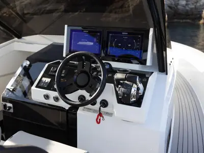 Cockpit of Zagreb, a De Antonio D36 motorboat at Seget Donji, Croatia