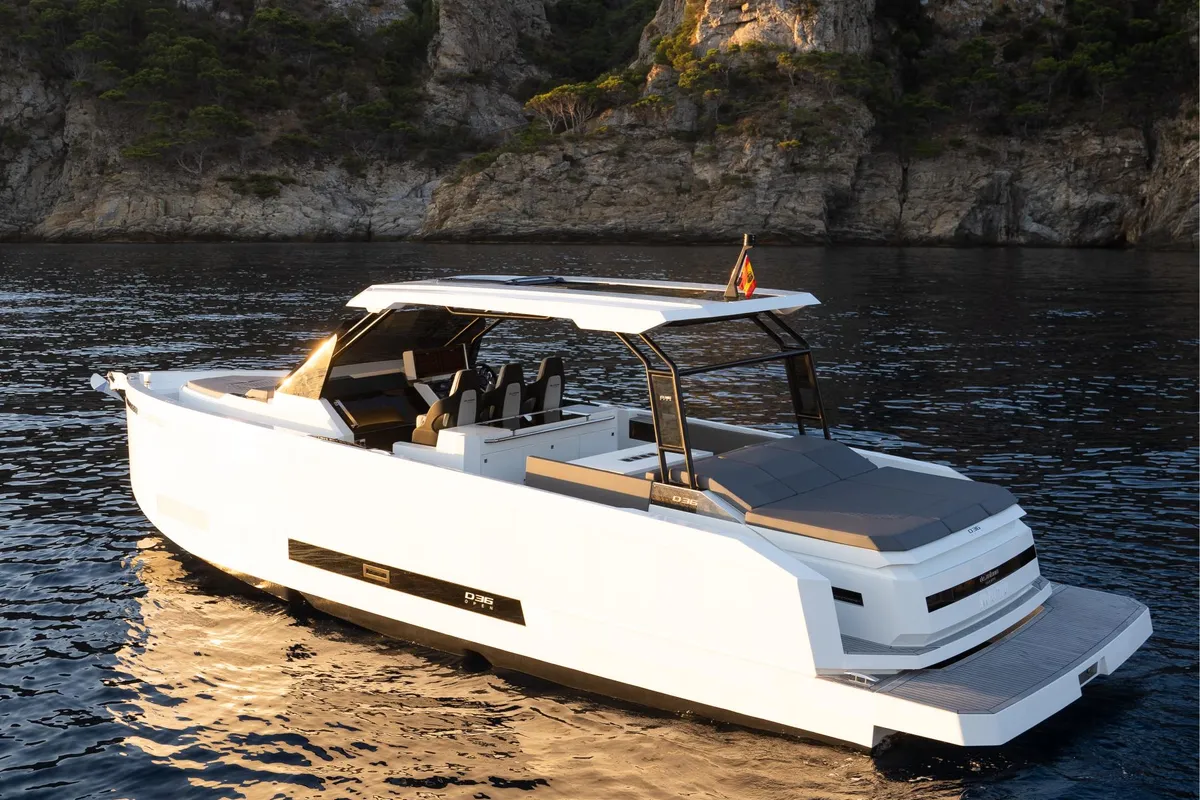 Exterior view of Zagreb, a De Antonio D36 motorboat at Seget Donji, Croatia