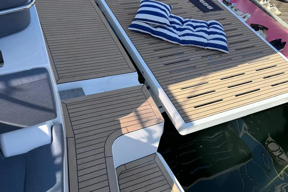 Deck of Lady M, a Bali 5.2 catamaran at Salerno, Italy