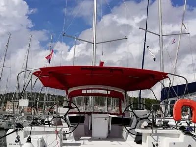 Cockpit of Andiamo, a Beneteau Oceanis 46.1 sailboat at Athens, Greece