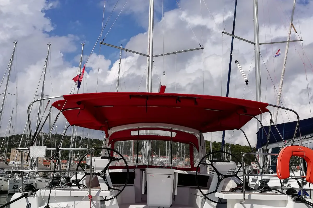 Cockpit of Andiamo, a Beneteau Oceanis 46.1 sailboat at Athens, Greece