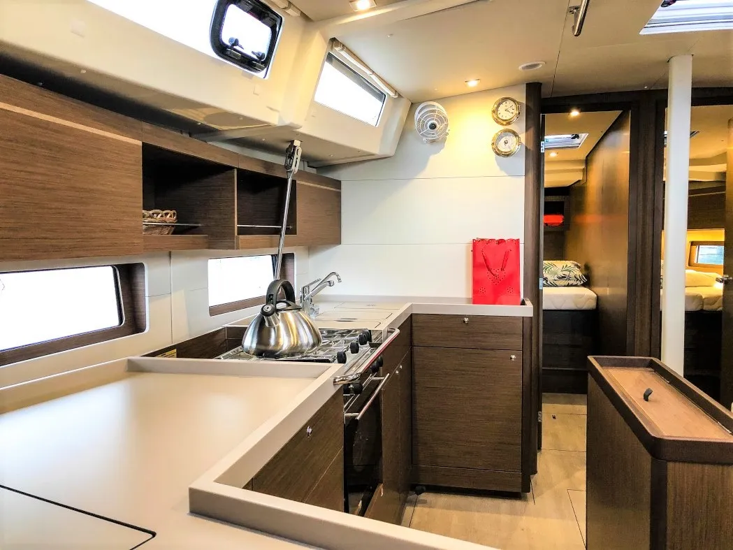 Galley of Andiamo, a Beneteau Oceanis 46.1 sailboat at Athens, Greece