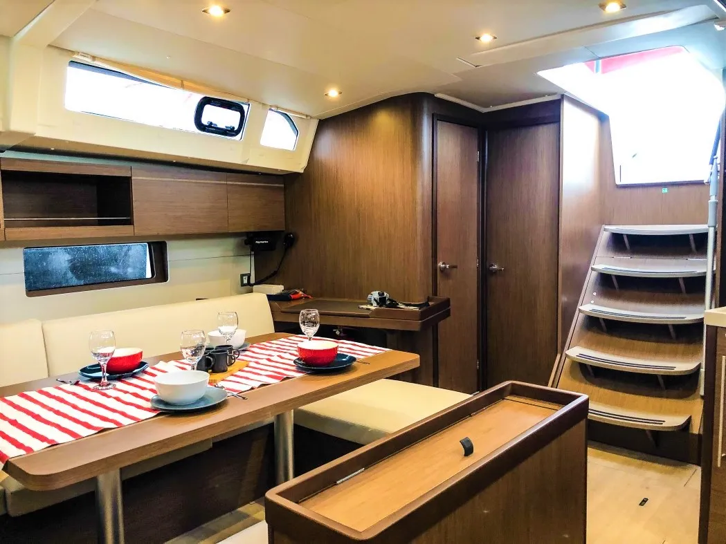 Salon of Andiamo, a Beneteau Oceanis 46.1 sailboat at Athens, Greece