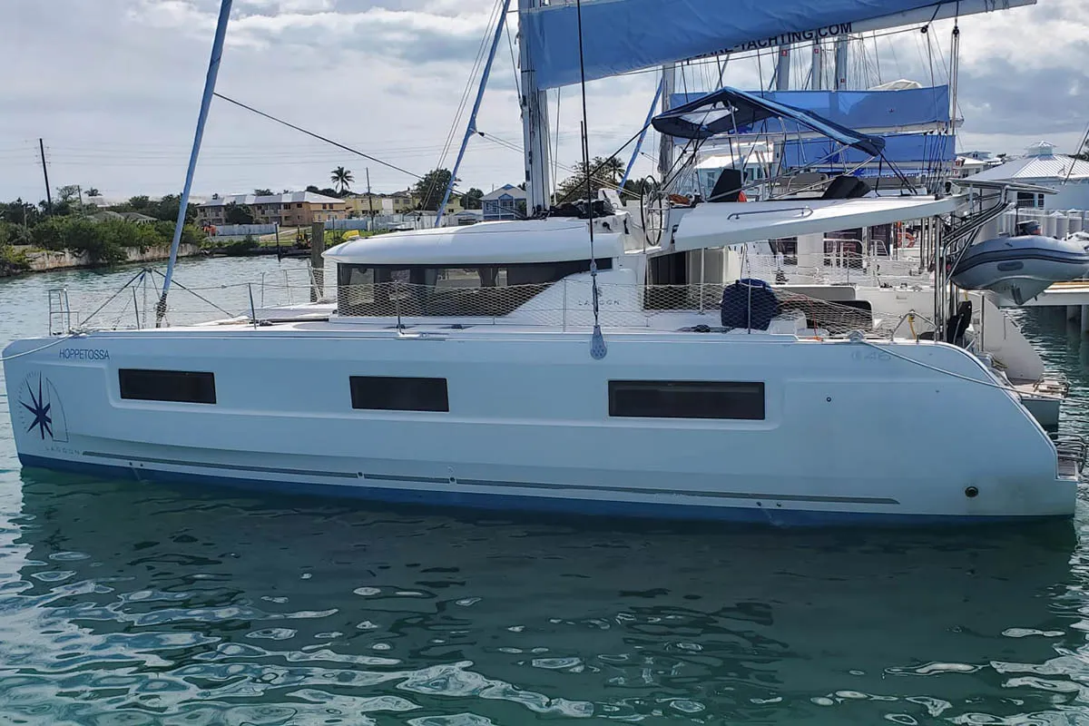 Hoppetossa , a Lagoon 46 catamaran at Road Town, British Virgin Islands