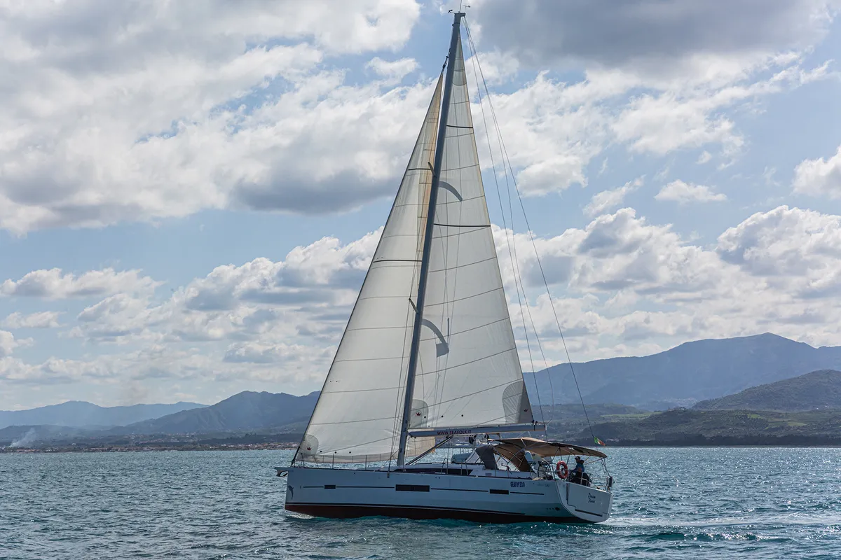 Exterior view of Dream Planet, a Dufour 520 Grand Large sailboat at Tonnarella, Italy