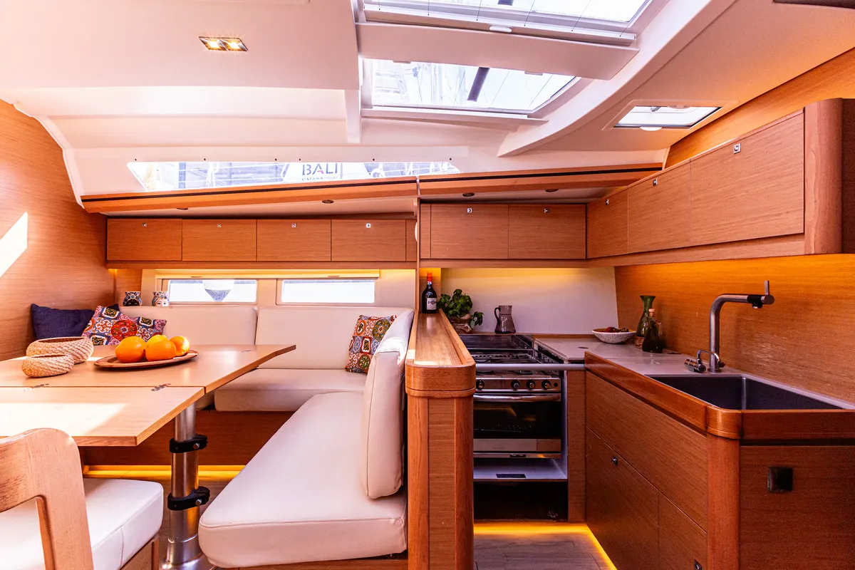 Galley of Dream Planet, a Dufour 520 Grand Large sailboat at Tonnarella, Italy