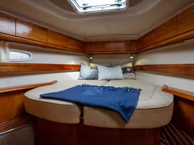 Cabin on Meer Elis, a Bavaria 44 Vision sailboat at Bergen, Norway