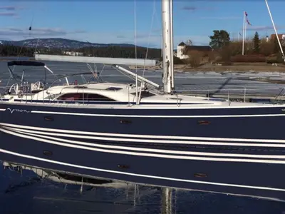 Exterior view of Meer Elis, a Bavaria 44 Vision sailboat at Bergen, Norway