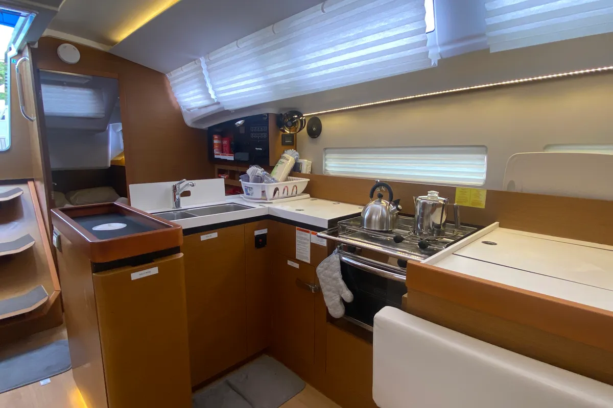 Galley of C's The Day, a Beneteau Sunsail 41 sailboat at Road Town, British Virgin Islands