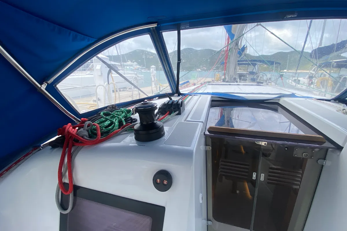 Deck of C's The Day, a Beneteau Sunsail 41 sailboat at Road Town, British Virgin Islands