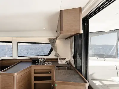 Galley of Notorious, a Lagoon 42 catamaran at Lefkada, Greece
