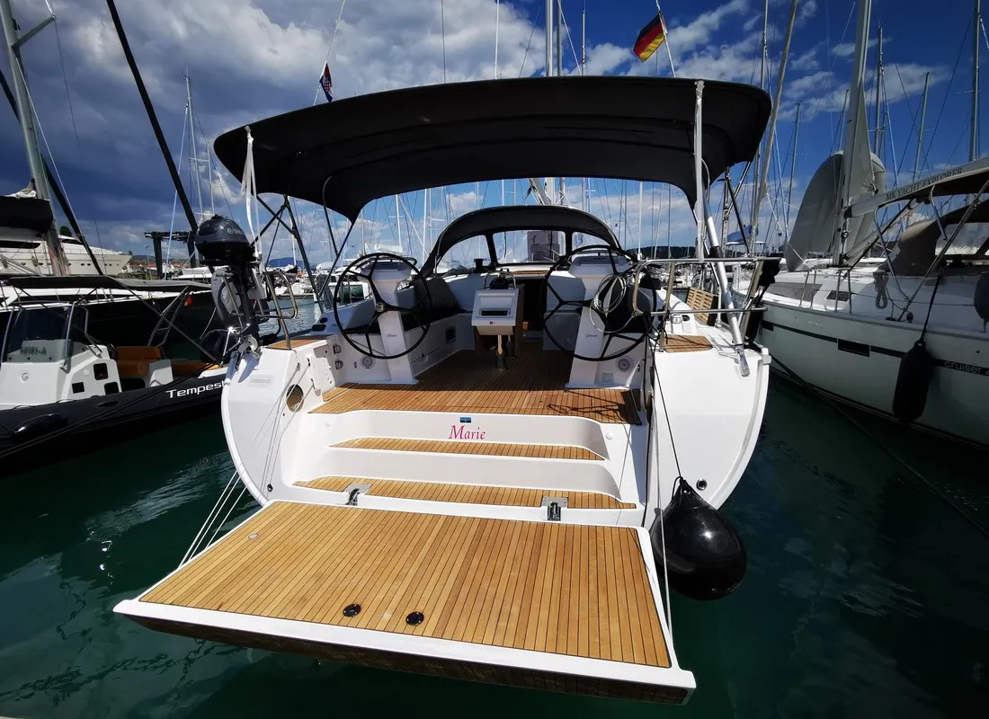 Exterior view of Marie, a Bavaria Cruiser 51 sailboat at Seget Donji, Croatia