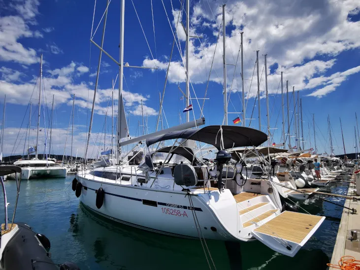 Exterior view of Marie, a Bavaria Cruiser 51 sailboat at Seget Donji, Croatia