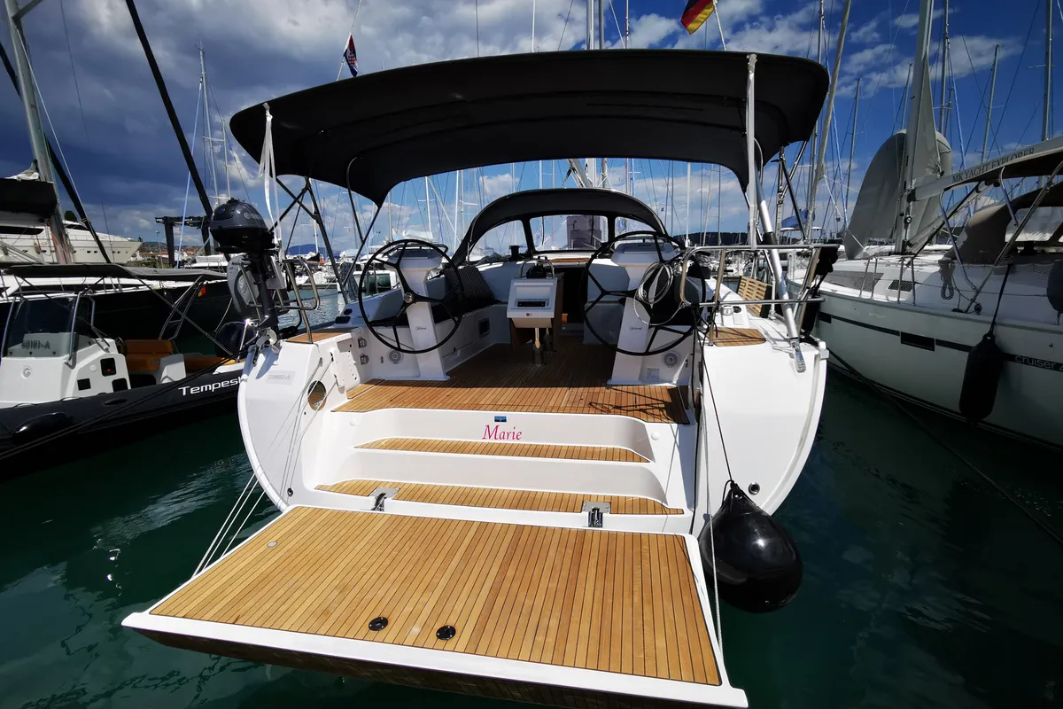 Exterior view of Marie, a Bavaria Cruiser 51 sailboat at Seget Donji, Croatia