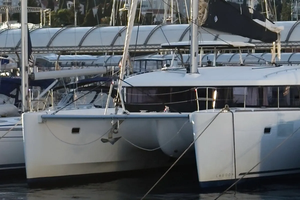 Exterior view of Fantasy, a Lagoon 450 Sport catamaran at Općina Rogoznica, Croatia